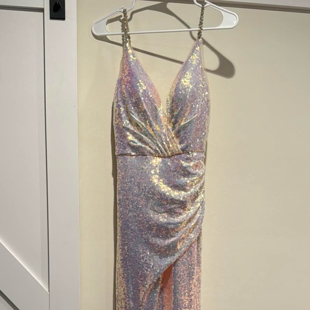 Elegant Sequin Prom Dress in Iridescent Hues
